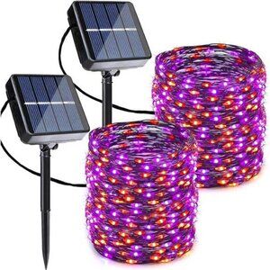 Orange Purple Halloween Solar String Lights - 2 Pack Total 80FT 240LED